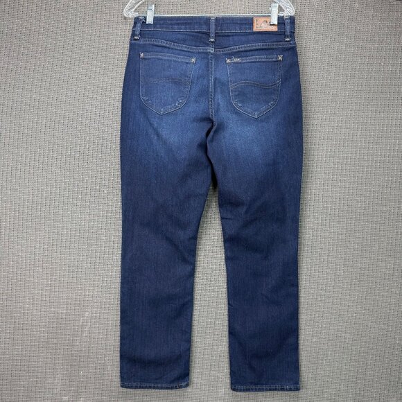 Lee Womens 8 Short Dark Wash Jeans Slim Fit Stretch Denim Cotton Blend - Picture 2 of 11